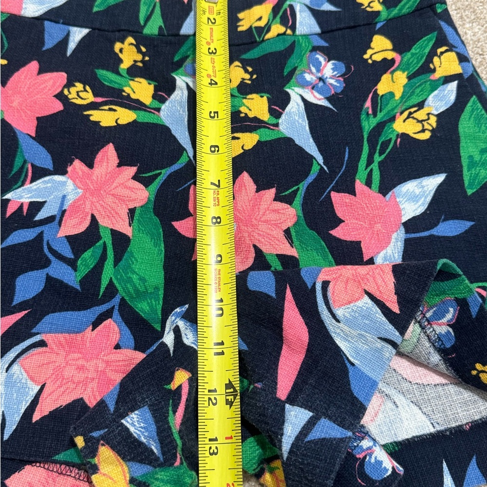 J. Crew Navy Floral High-Rise Women's Shorts Basketweave Size 6 Zip Side Pockets - Picture 8 of 9